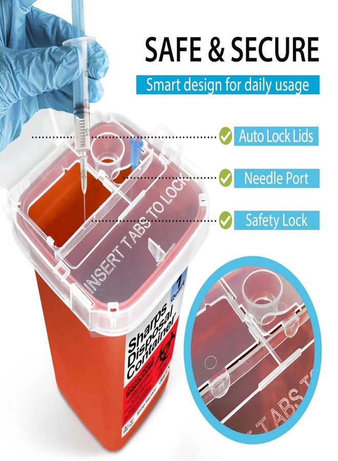 Shop Square Sharps Containers for Home Use - 1 Quart (3-Pack) Biohazard Syringe and Needle Disposal Containers - Small Sharps Box for Travel and Professional Use - Image 3